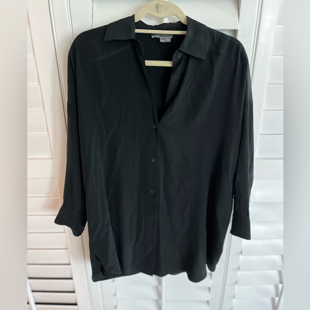 Vince oversized black silk blouse